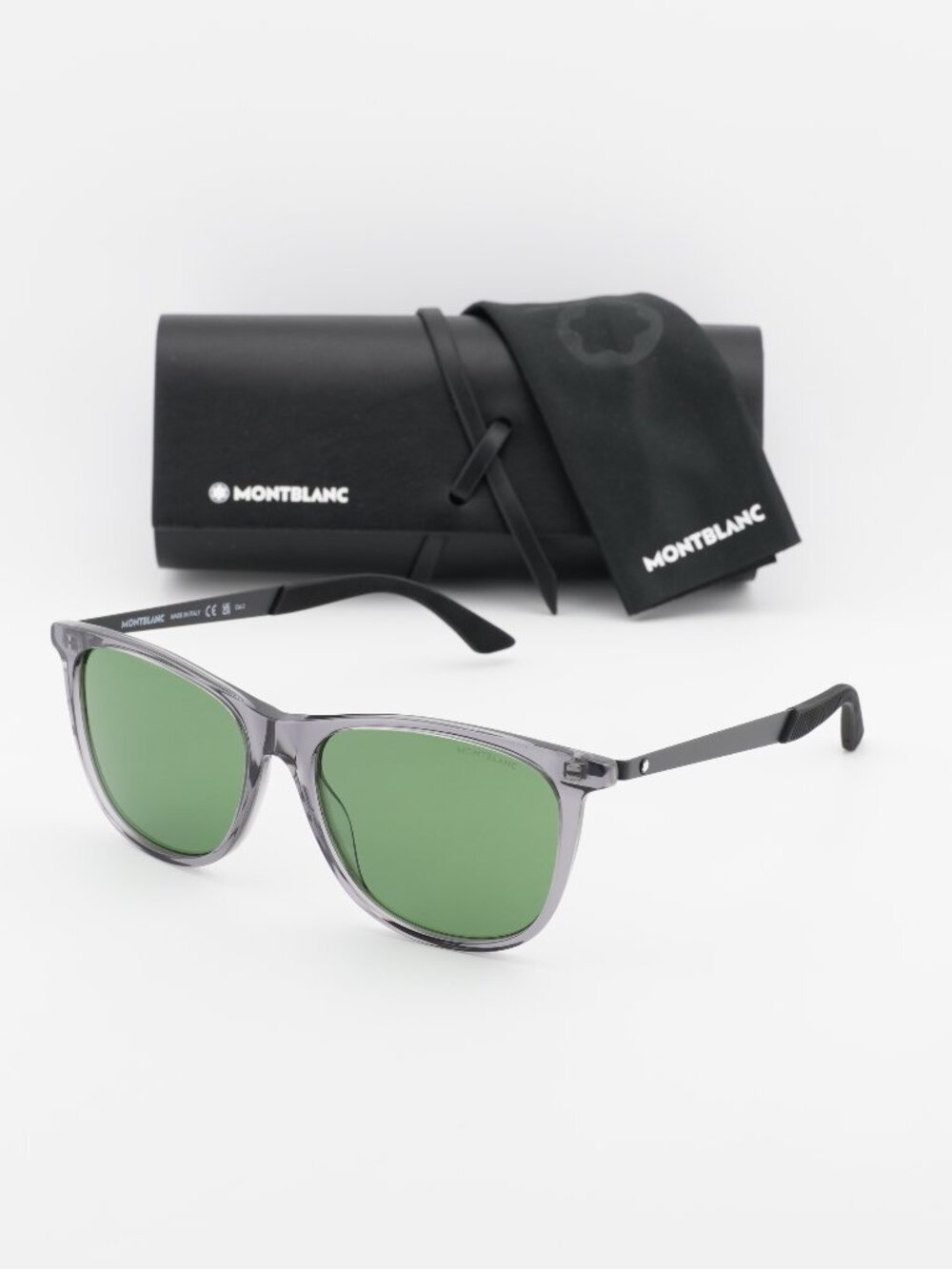 Montblanc MB0330S 002 Square Sunglasses - Grey / Black / Green